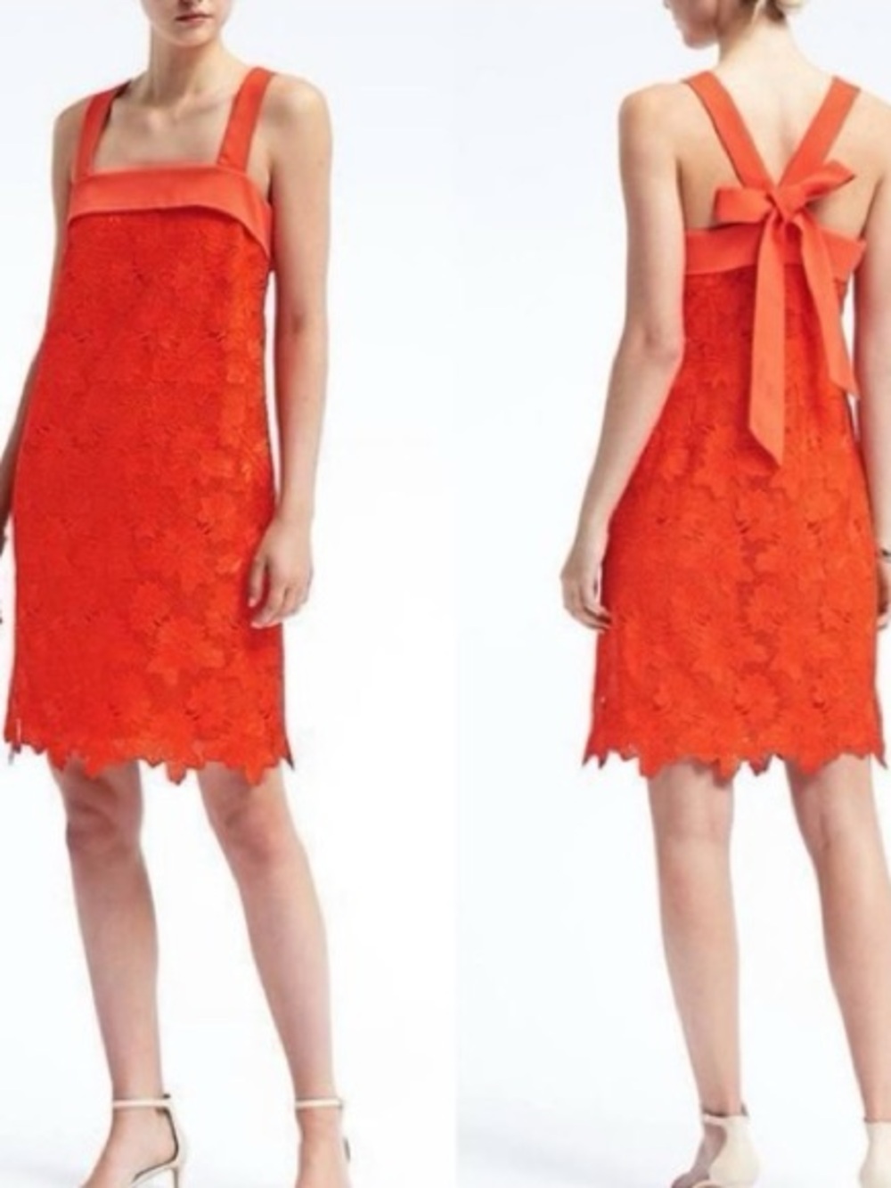 NWT Banana Republic Limited Edition Orange Lace Dress Size 4 Bow Back
